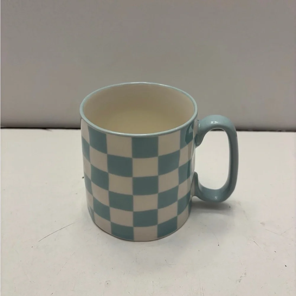 Checkered Blue and White Mug